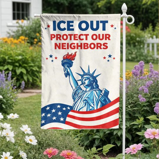 Discover ICE Out Yard Garden House Flag | Abolish ICE Garden Flag | Protect Our Neighbors Progressive Social Justice Yard Flag