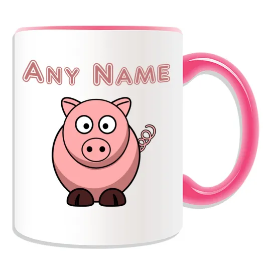 Discover Personalised Pig Mug, Custom Name, Tea and Coffee Accent Mug