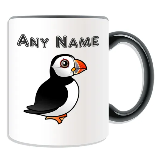 Personalised Puffin Mug  - Custom Name Coffee Cup for Kitchen & Dining