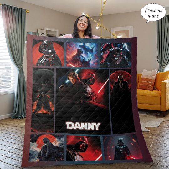 Personalized Darth Vader Blanket, Star Wars Characters Blanket, Custom Name Blanket, Birthday Gift