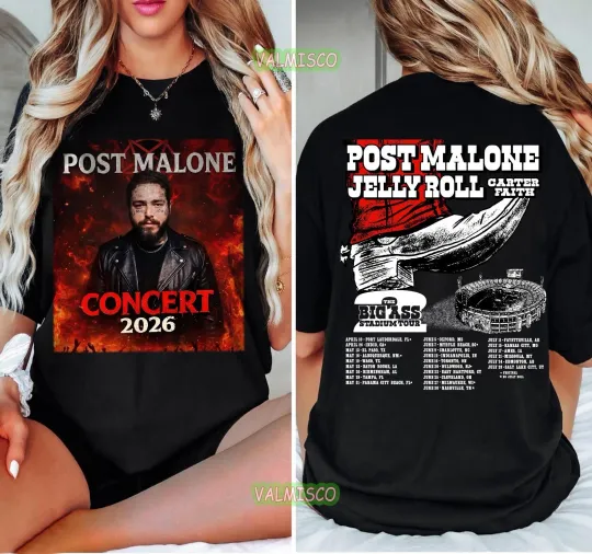 Discover Post Malone Jelly Roll Carter Faith Tour 2026 T-Shirt