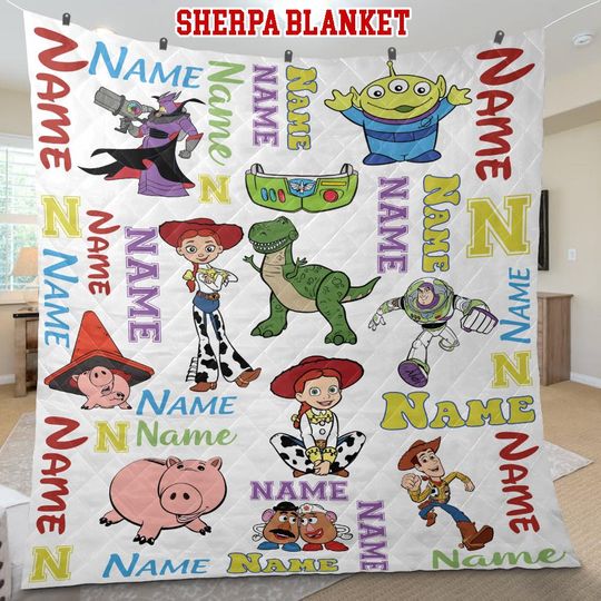 Discover Personalized Toy Story  Blanket: Custom Name, Disneyland Pixar Birthday Gift