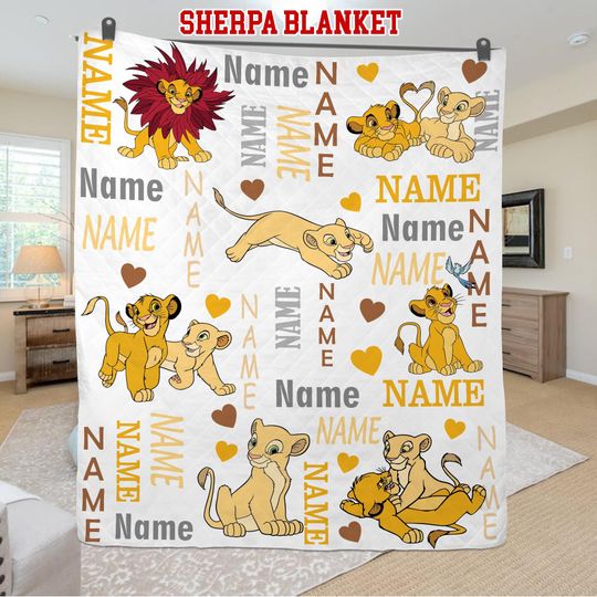 Personalized Baby Simba Blanket: Lion King Fleece, Custom Name