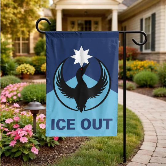 ICE Out Yard Garden House Flag, State Pride Yard Flag, Minnesota Outdoor Decor, Northern Star Garden Banner, Midwest Home Flag