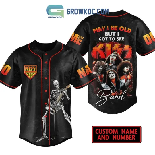Discover Kiss May I Be Old But I Got To See Kiss Personalized Baseball Jersey