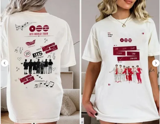 Discover BTS World Tour 2026 T-Shirt - Unisex Member Names