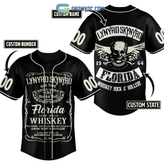 Lynyrd Skynyrd Florida Whiskey Rock A Roller Personalized Baseball Jersey