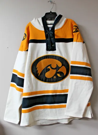 Discover Iowa Hawkeyes old time jersey style mid weight cotton hoodie