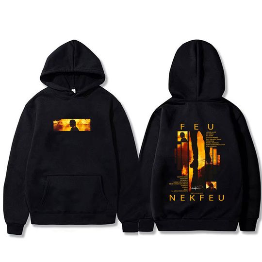 Discover French Rapper Nekfeu Feu Graphic Hoodie Men Women Hip Hop Fashion Pop Music Pullover Man Casual Vintage Fleece Hooded Sweatshirt