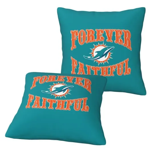 Miami Dolphins Forever Faithful Throw Pillow Covers