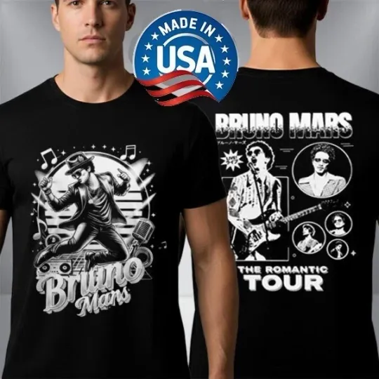 Discover Bruno Mars The Romantic Tour 2026 Reprint Two Sided T-Shirt