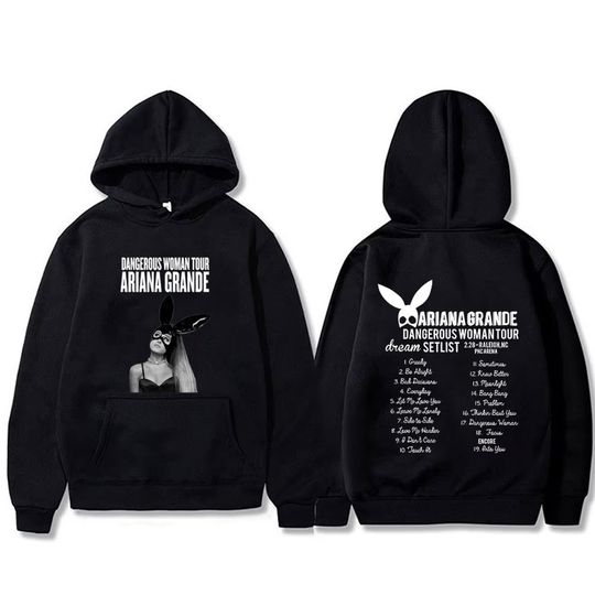 Ariana Dangerous Woman Tour Hoodie Male Fashion Trend Streetwear Men Women's Vintage Oversized Fleece Cotton Sweatshirt