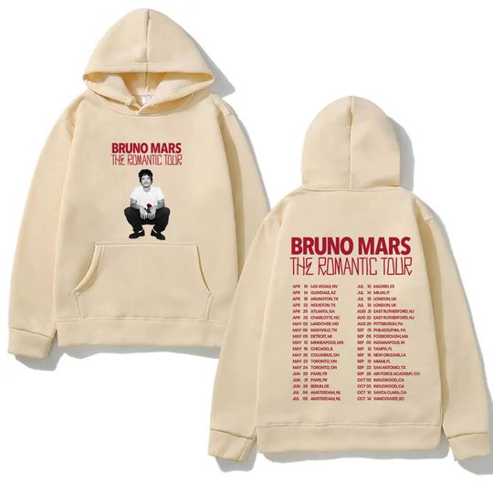 Discover Bruno Mars Hoodie The Romantic Tour 2026 HighQuality Moletom for Autumn/Winter with Hooded Fleece Harajuku Comfortable Hoody