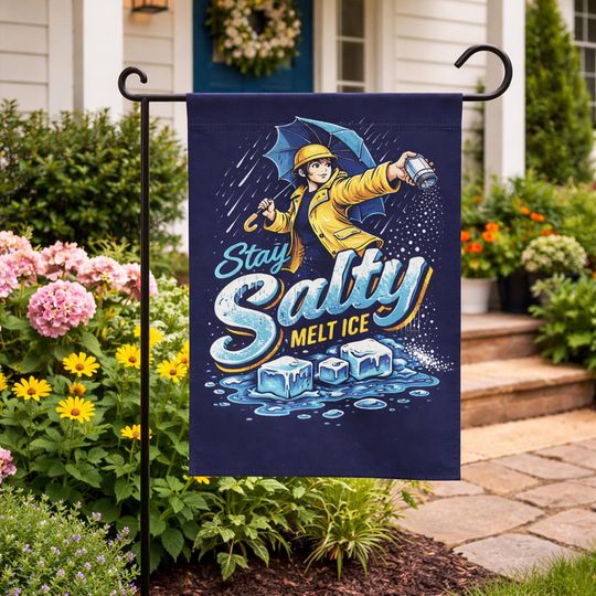 Discover Stay Salty Melt Ice Garden Flag  Funny Social Message Yard Flag, Illustrated Outdoor Banner, Progressive Garden Decor