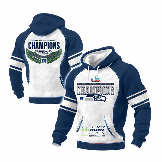 Discover Seahawks Bowl LX Champions 2026 Waffle Hoodie