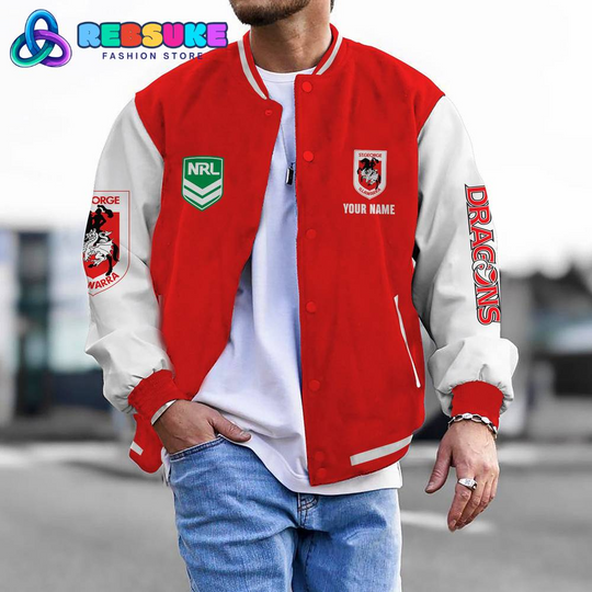 Discover St. George Illawarra Dragons NRL Custom Name Baseball Jacket
