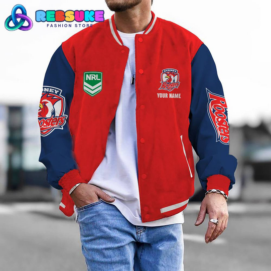 Discover Sydney Roosters NRL Custom Name Baseball Jacket