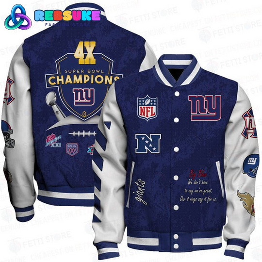 New York Giants 4X Super Bowl Champions Baseball Jacket