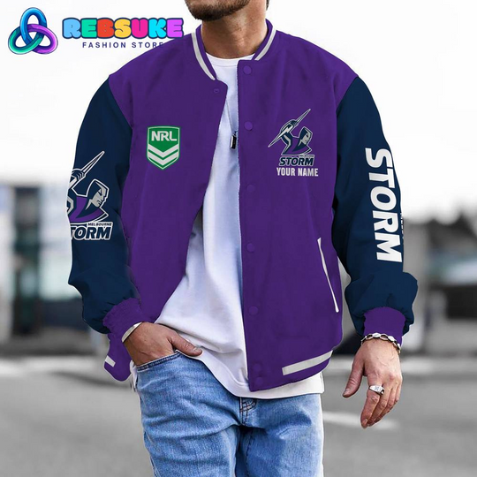 Discover Melbourne Storm NRL Custom Name Baseball Jacket