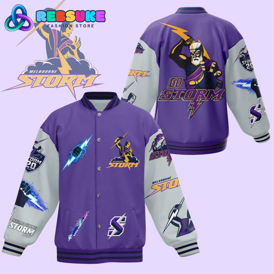 Discover Melbourne Storm NRL Go Storm Baseball Jacket