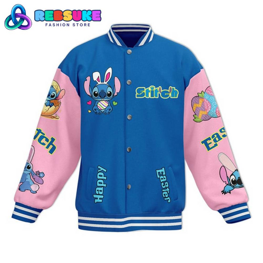 Stitch Happy Easter Ohana Baseball Jacket