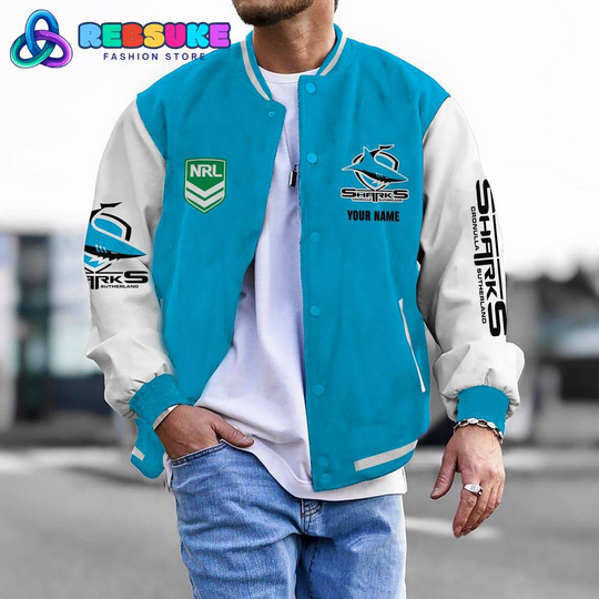 Discover Cronulla-Sutherland Sharks NRL Custom Name Baseball Jacket