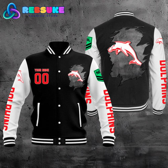 Discover Dolphins NRL Personalized Baseball Jacket