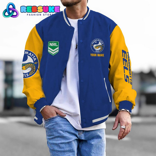 Discover Parramatta Eels NRL Custom Name Baseball Jacket