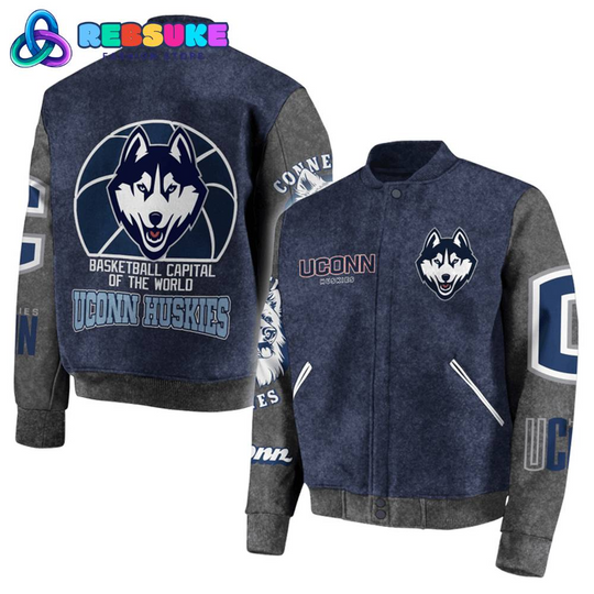 Uconn Huskies Basketball Capital Of The World Baseball Jacket