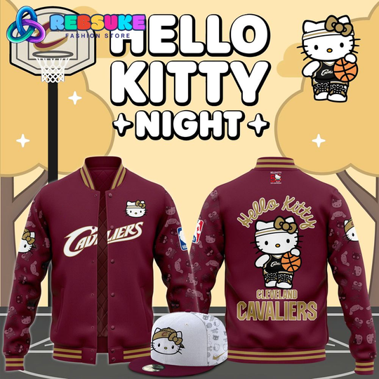 Cleveland Cavaliers x Hello Kitty Night Baseball Jacket
