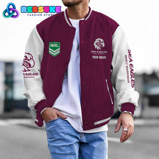 Discover Manly-Warringah Sea Eagles NRL Custom Name Baseball Jacket