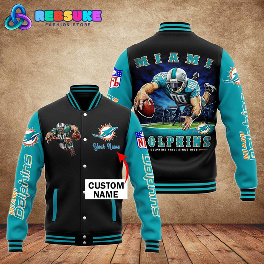 Miami Dolphins football Custom Name Baseball Jacket
