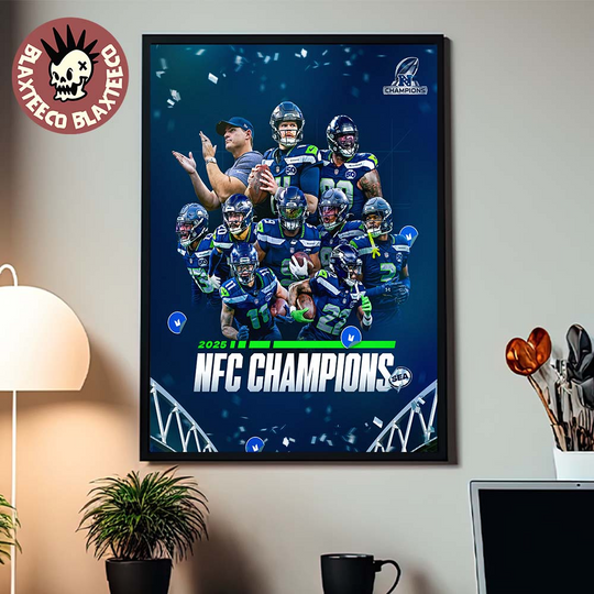 Discover Seattle Seahawks 2025 football NFC Champions Home Decor Poster