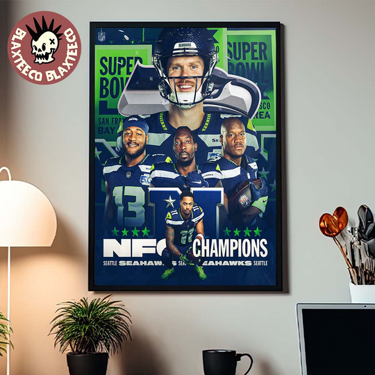 Discover Seattle Seahawks 2025 2026 NFC Champions Vertical Poster - Super Bowl Return