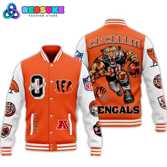 Cincinnati Bengal football Orange Baseball Jacket