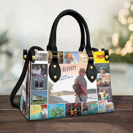 Jimmy Buffett Christmas Leather Handbag, Jimmy Buffett Christmas Shoulder Bag, Crossbody Bag, Top Handle Bag, No Wallet
