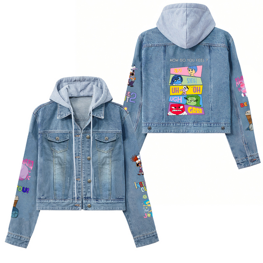 Inside Out 2 How Do You Feel Hooded Denim Jacket