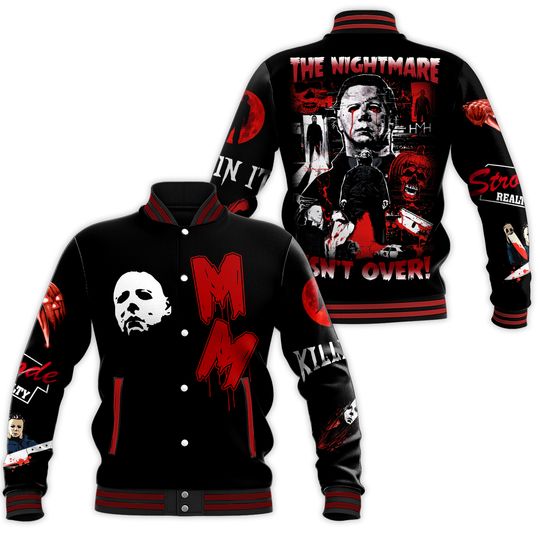 Michael Myers Baseball Jacket, Horror Movie Jacket, Halloween Movie Streetwear, Scary Character Bomber Jacket For Men, Halloween Gifts