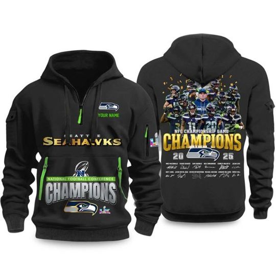NFC Championship Game 2025 2026 Seahawks Quarter Zip Hoodie
