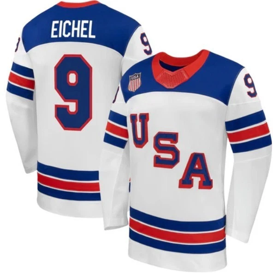 Jack Eichel Team USA Winter Olympics 2026 Jersey White + Blue All STITCHED