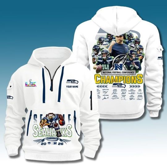 Seahawks 2025 NFC Championship All Team Zip Hoodie
