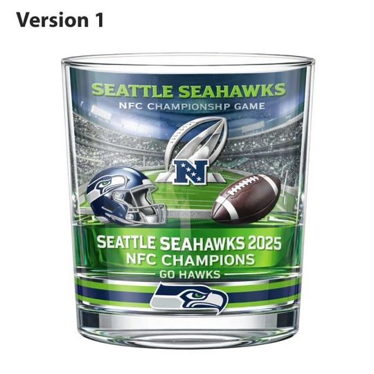 Seahawks NFC Championship Game 2025 2026 Whiskey Glass