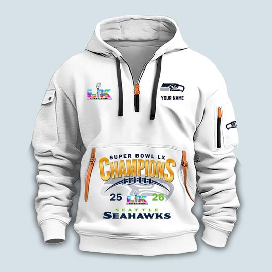 Seahawks SupeBowl LX Champions Hoodie Half Zipper