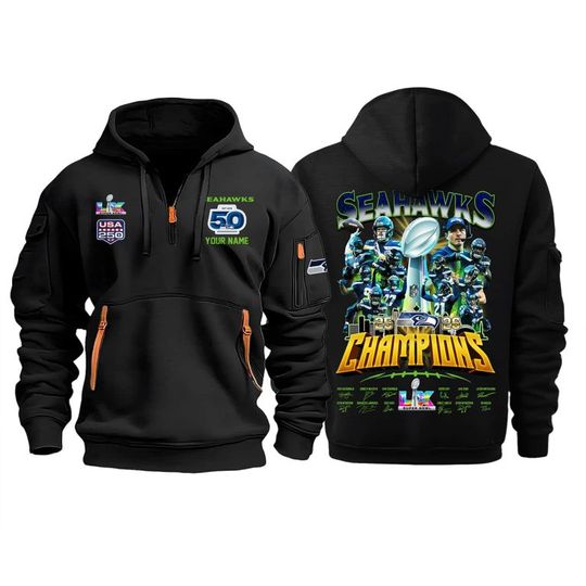 Seahawks Super Bowl LX Champions USA 250 Quarter Zip Hoodie