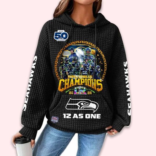 Seahawks Super Bowl LX Champions Waffle Hoodie