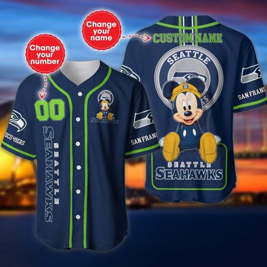 Seattle Seahawks Baseball Jersey Personalized Name And Number