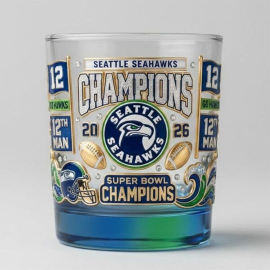 2026 Seattle Seahawks Super Bowl Champions Whiskey Glass