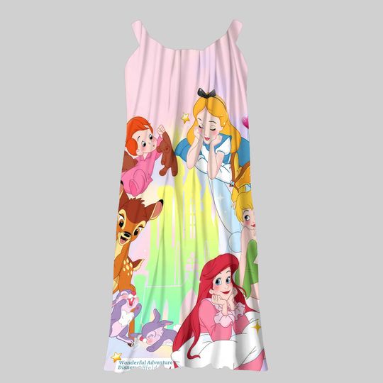Women's Disney Princess Midi Dress - Sleeveless Beach Outfit Y2K Style