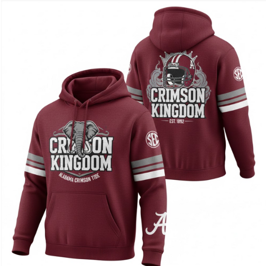 Albm Crimson Tide Crimson Kingdom Hoodie – NCAA Football Graphic Pullover Hoodie