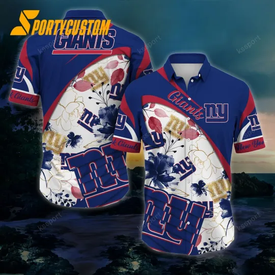 Discover New York Football NY Giantss Team Hawaiian Shirt Button Down Unisex Adults S-5XL